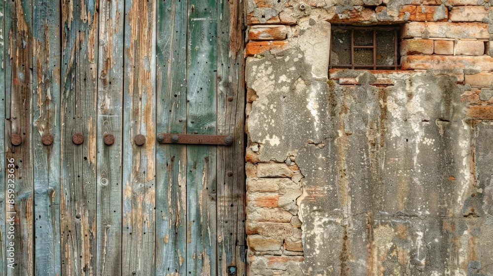 An aged wooden door exposed to weather An aged wooden door exposed to weather