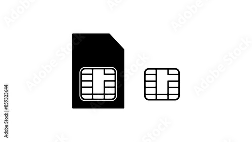 Sim Card, black isolated silhouette