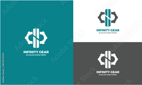 Infinity Gear logo vector template, Creative Infinity logo design concept photo
