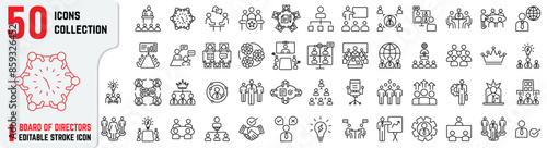 Board of Directors editable stroke icons, Meeting icons also includes round-table discussion, member, stakeholder meeting, decision making, corporate oversight