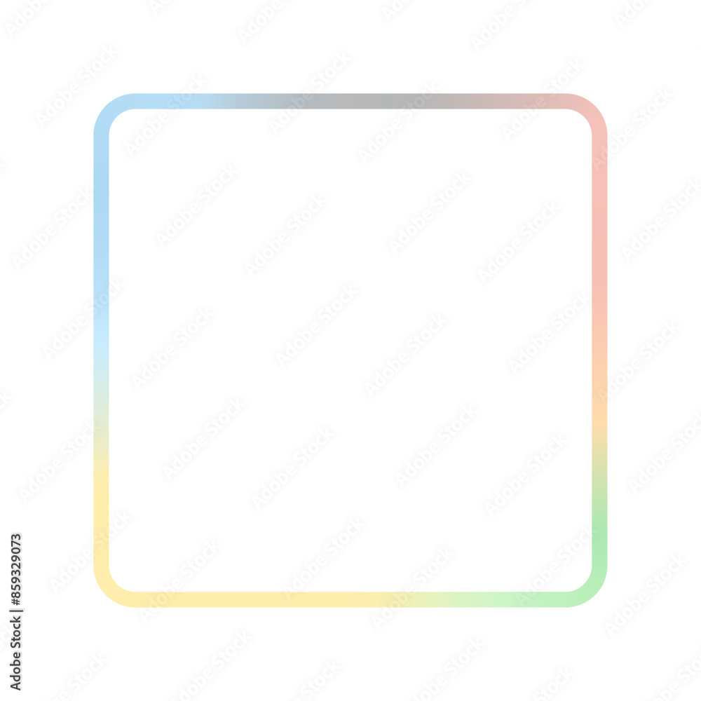 5色のグラデーションの正方形のフレーム - シンプルでモダンなパステルカラーのデコレーション素材
