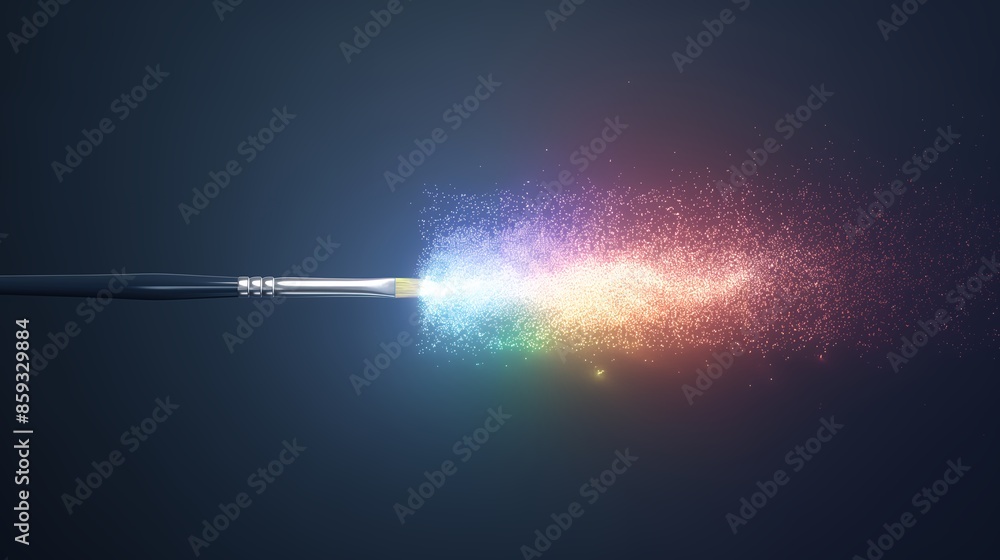 Fototapeta premium Paintbrush with Colorful Light Trail