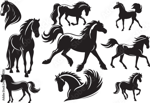 Horse Silhouettes in Vector