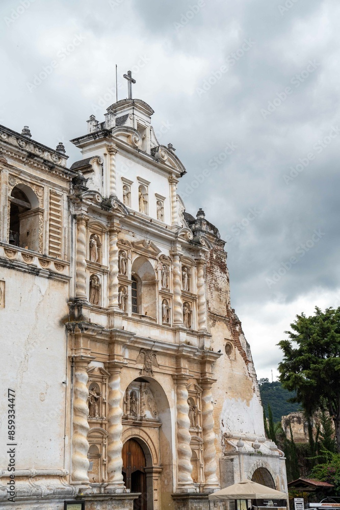 beautiful vertical wide capture of white facade church preserved ruins in spanish colonial town beautiful vertical wide capture of white facade church preserved ruins in spanish colonial town