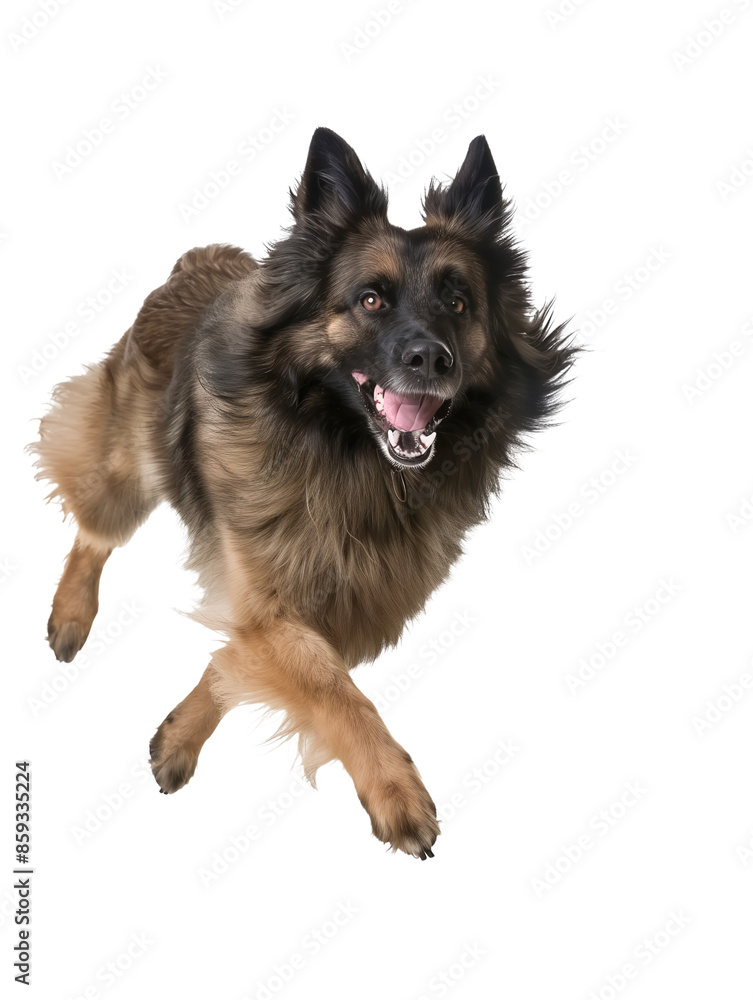 Full body shot of Belgian Shepherd dog, running happily, smiling. Full body shot of Belgian Shepherd dog, running happily, smiling.