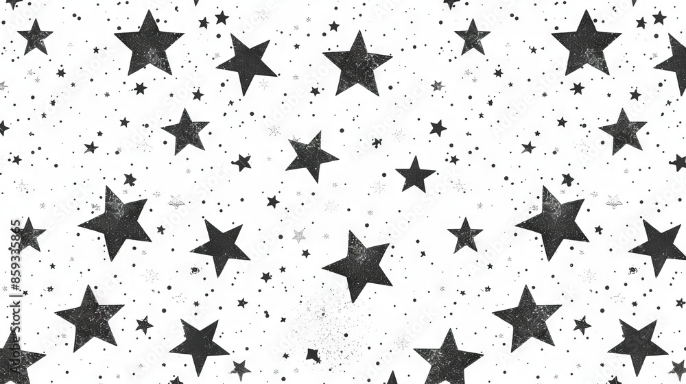 Black Stars on White Background Seamless Pattern Design Black Stars on White Background Seamless Pattern Design