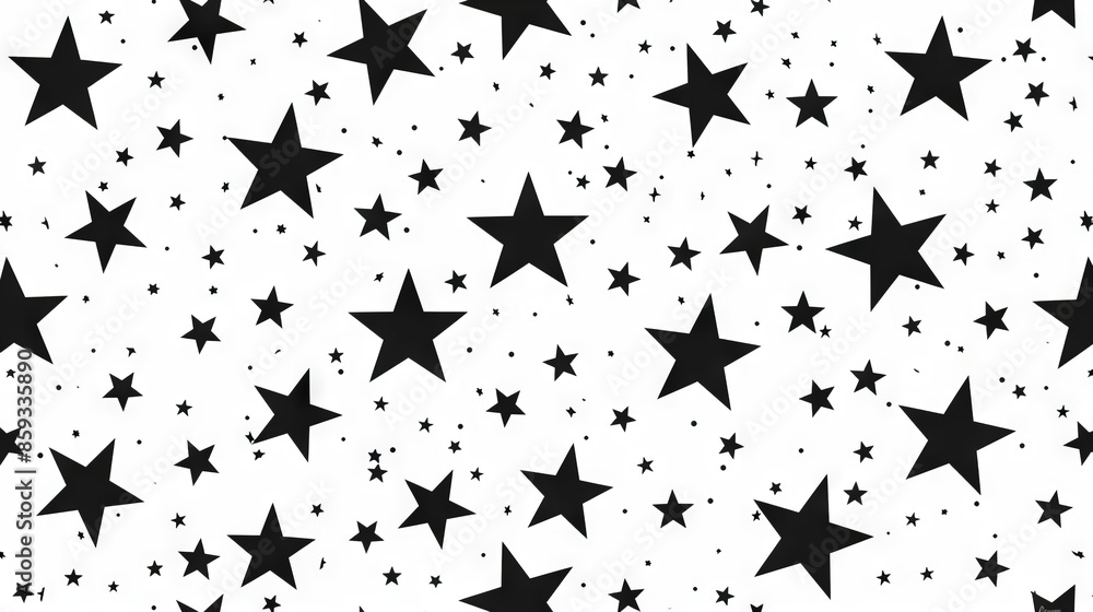 Black Stars on White Background Seamless Pattern Design Black Stars on White Background Seamless Pattern Design