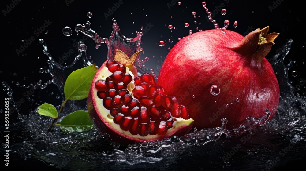pomegranate on a black pomegranate on a black