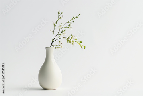 simple white ceramic vase on a plain white background © Damian
