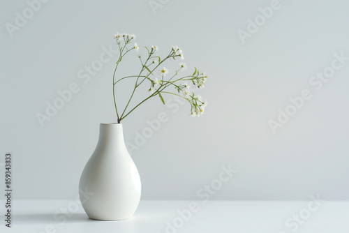 simple white ceramic vase on a plain white background