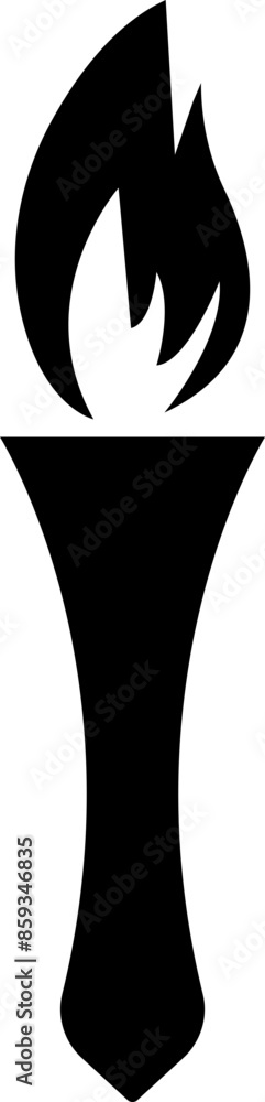 Fototapeta premium Torch and flame icon in fill style. The symbol of victory, success or achievement. Olympic burning torch in the Eiffel Tower. World Games. vector for apps, website isolated on transparent background.