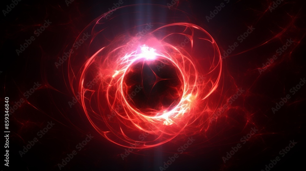 Abstract Red and White Light Swirling Around a Black Sphere Abstract Red and White Light Swirling Around a Black Sphere