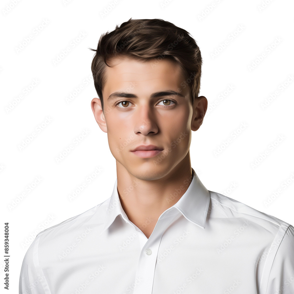 Portrait of young handsome businessman with a smile on face, isolated on transparent background Portrait of young handsome businessman with a smile on face, isolated on transparent background