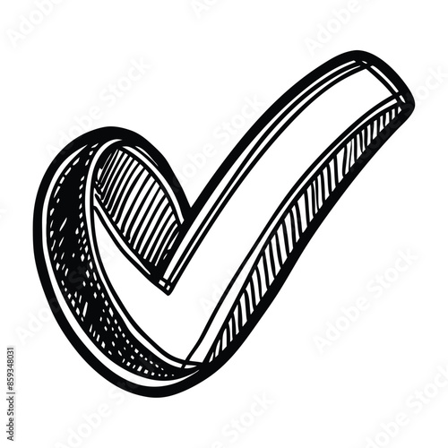 Hand-drawn vector checkmark symbol for approval and correctness in sketch style
