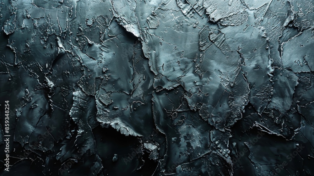 An abstract black surface with a rough texture creates a visually ...