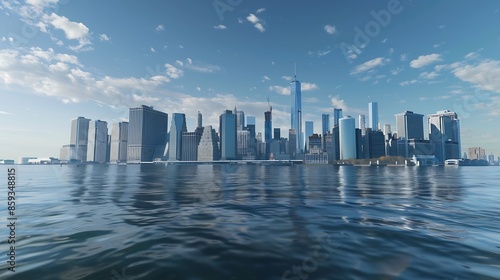 New York City skyline Manhattan Skyscrapers panorama : Generative AI