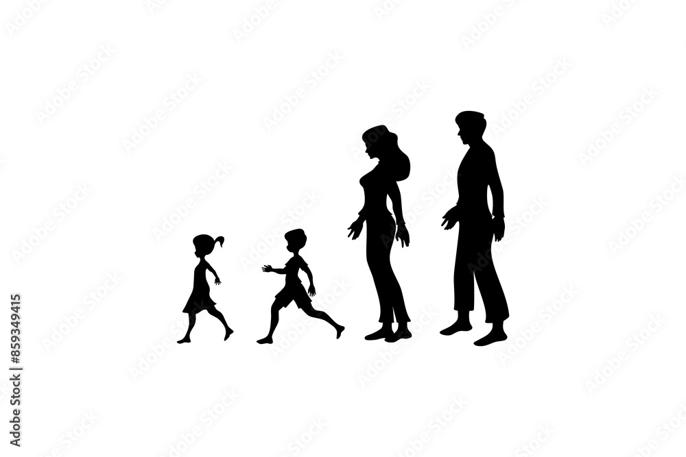 vector silhouette of a family on a walk vector silhouette of a family on a walk