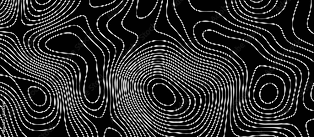 Abstract black background paper cut style with white wave curve line Luxury concept. Panorama view topography map contour background. Vector illustration. Line topography map contour background. Abstract black background paper cut style with white wave curve line Luxury concept. Panorama view topography map contour background. Vector illustration. Line topography map contour background.