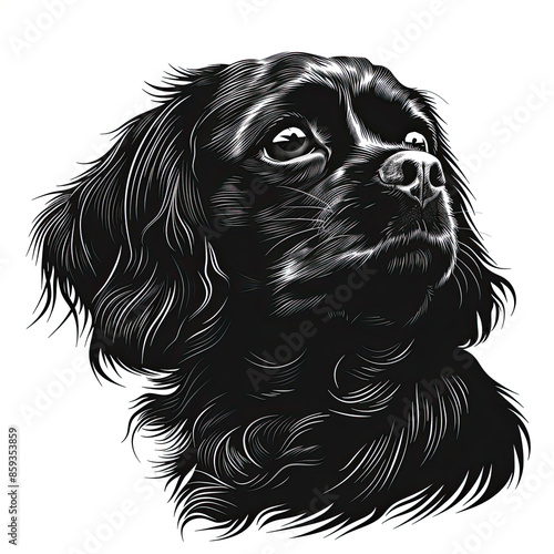 Wallpaper Mural A black and white drawing of a cavalier king charles spaniel dog Torontodigital.ca