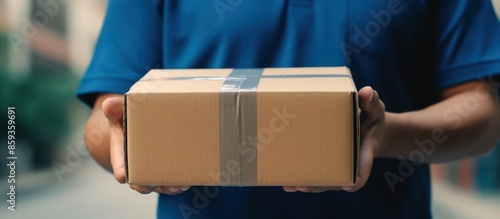Delivery Person Holding a Cardboard Box