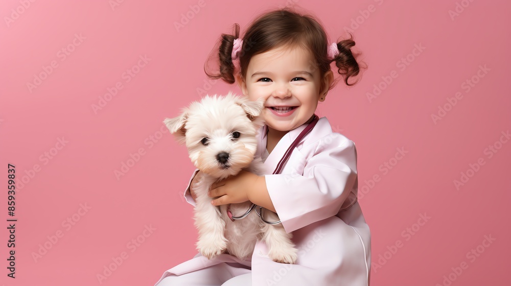 Smiling child in a vet outfit Smiling child in a vet outfit
