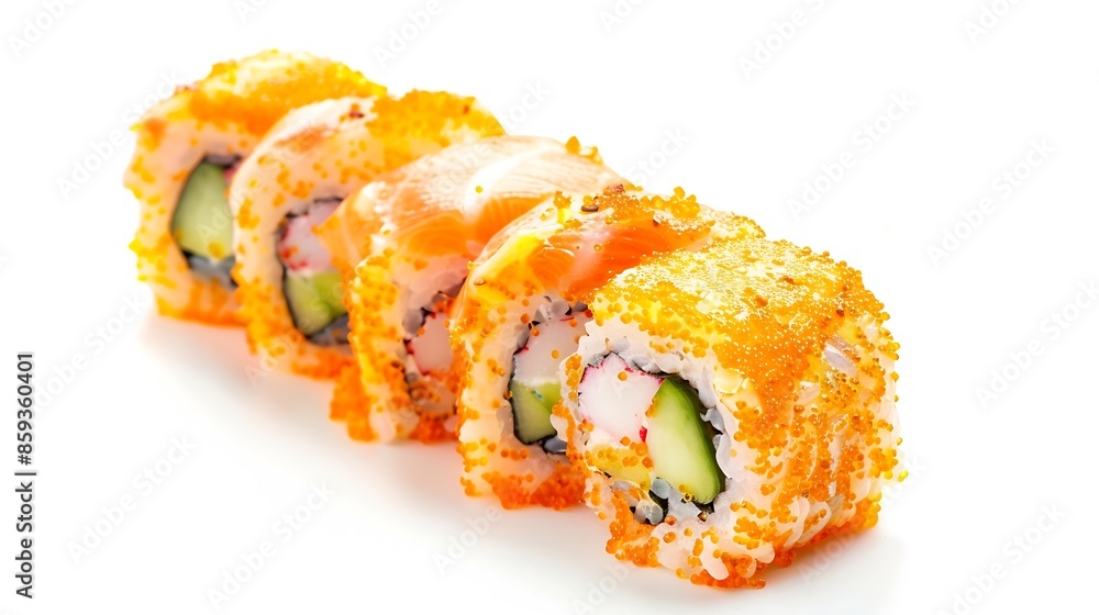 Sushi japanese food california roll on white background : Generative AI Sushi japanese food california roll on white background : Generative AI