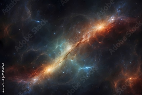 A Cosmic Nebula With Glowing Gas And Stars