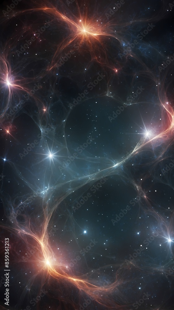Cosmic Nebula With Bright Stars and Glowing Gas in Deep Space Cosmic Nebula With Bright Stars and Glowing Gas in Deep Space
