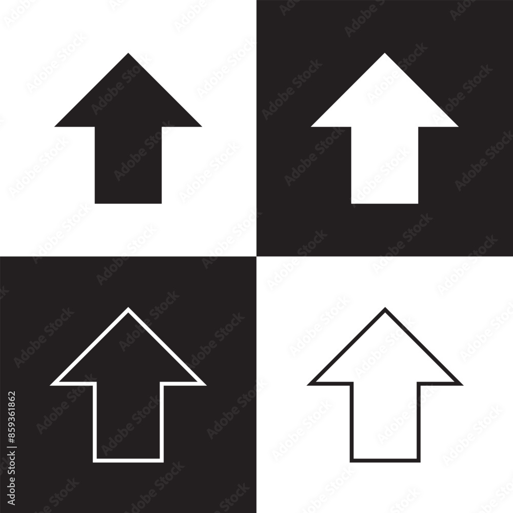 Straight short outline black arrow. Vector illustration and icon on white and black background. EPS 10 Straight short outline black arrow. Vector illustration and icon on white and black background. EPS 10