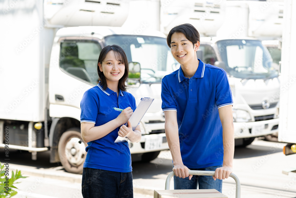運送業者の若いスタッフ 運送業者の若いスタッフ