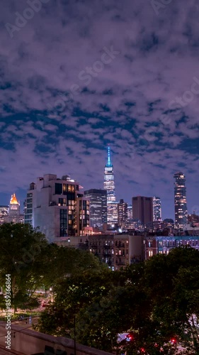 Wallpaper Mural Vertical View of Night Time lapse of the Manhattan Skyline from Chinatown Roof top Torontodigital.ca