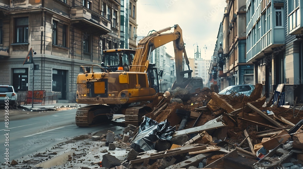 construction waste on city streets : Generative AI construction waste on city streets : Generative AI