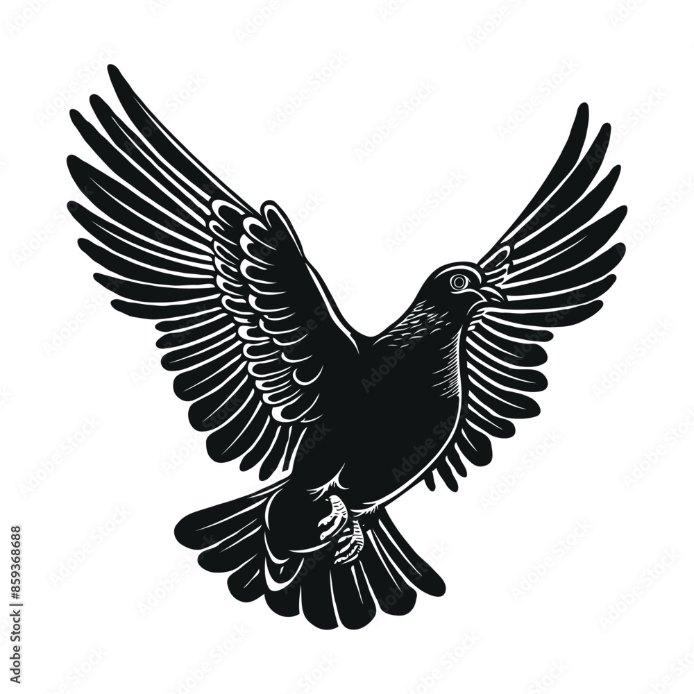Obraz premium Dove Black Color Vector Illustration