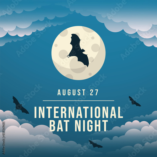 International Bat Night. Flat design. Vector flat. Good for template usage. eps 10.