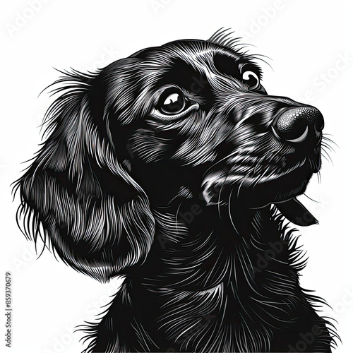Wallpaper Mural A black and white drawing of a dachshund dog Torontodigital.ca