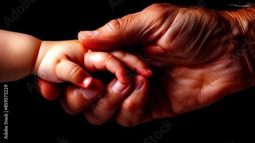 parent and baby hands isolated on white