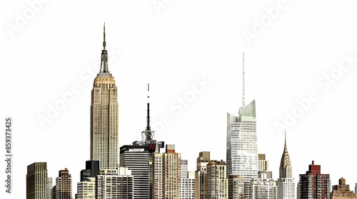 New York City Empire State Buildings isolated on white background : Generative AI