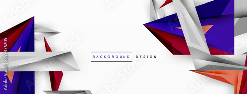 Minimal geometric abstract background. Low poly dynamic triangle design. Trendy techno business template for wallpaper, banner, background or landing