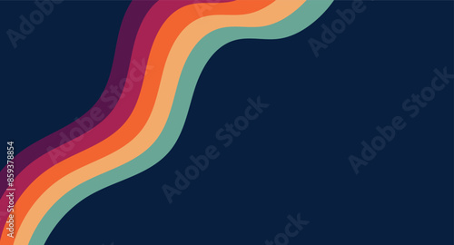 70s retro lines background. Vintage colourful stripes banner, backdrop and wallpaper vector.retro vintage 70s style stripes background poster lines	
