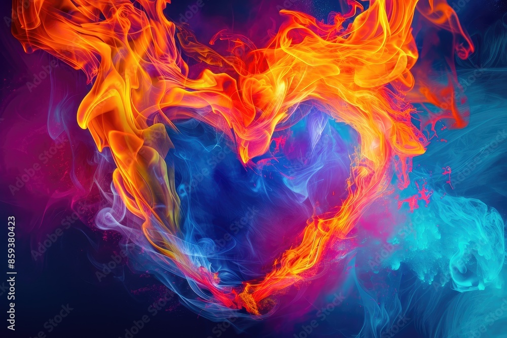 Burning Love: Abstract Heart Blaze Burning Love: Abstract Heart Blaze