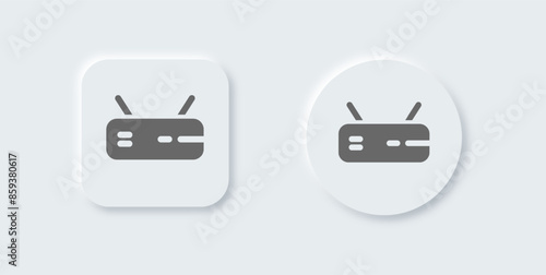 Router solid icon in neomorphic design style. Network connection signs vector illustration.