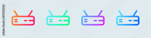 Router line icon in gradient colors. Network connection signs vector illustration.