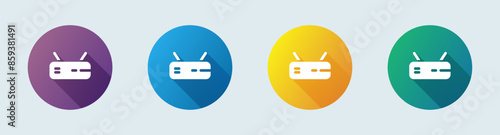 Router solid icon in flat design style. Network connection signs vector illustration.