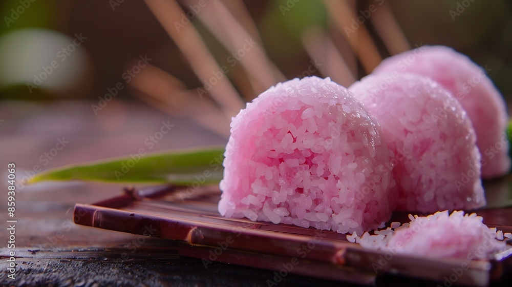 This is a Japanese food called sakuramochi Sakuramochi is a pink rice cake : Generative AI This is a Japanese food called sakuramochi Sakuramochi is a pink rice cake : Generative AI