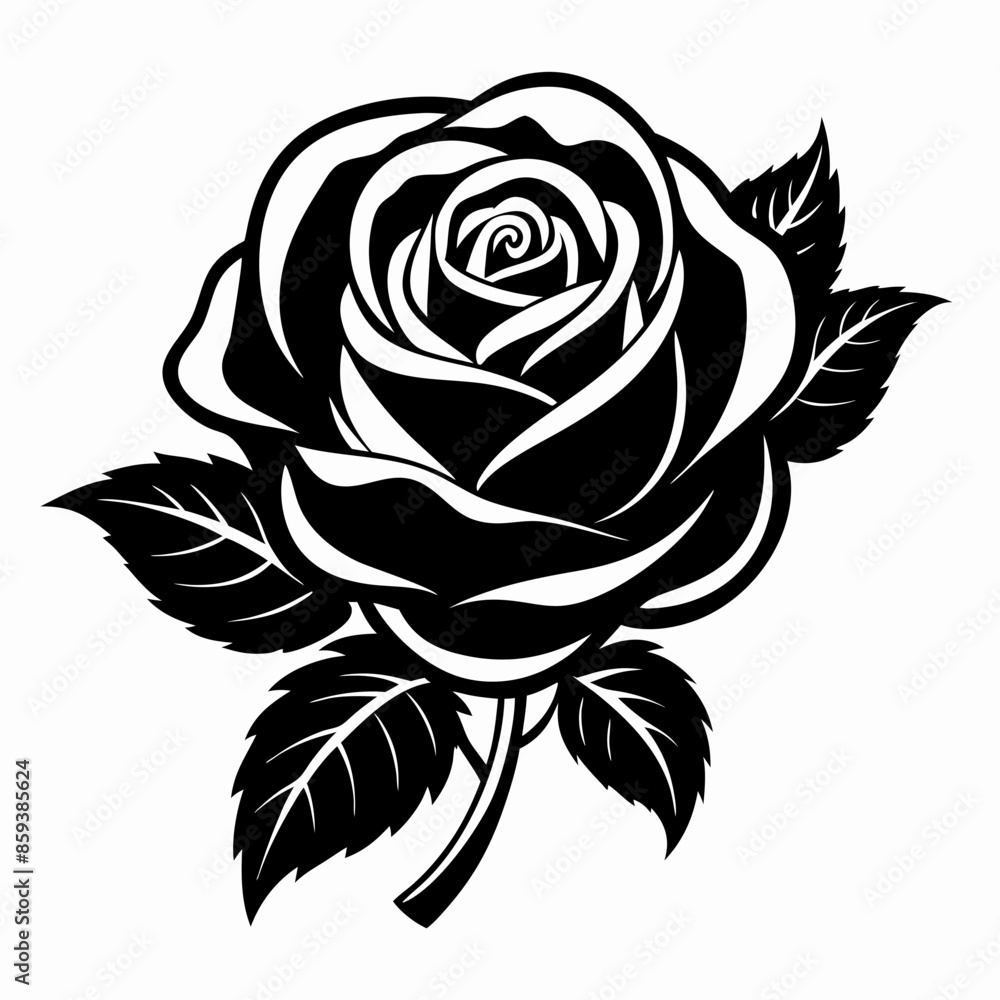 Vector black silhouettes of rose flowers Vector black silhouettes of rose flowers