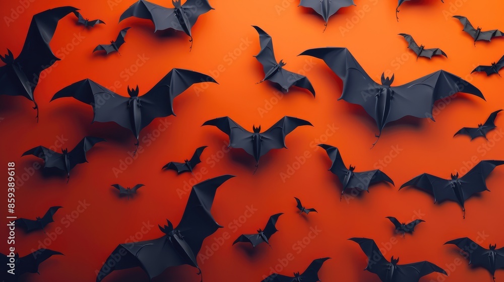 Halloween bat wallpaper flat design top view creepy theme 3D render Triadic Color Scheme Halloween bat wallpaper flat design top view creepy theme 3D render Triadic Color Scheme