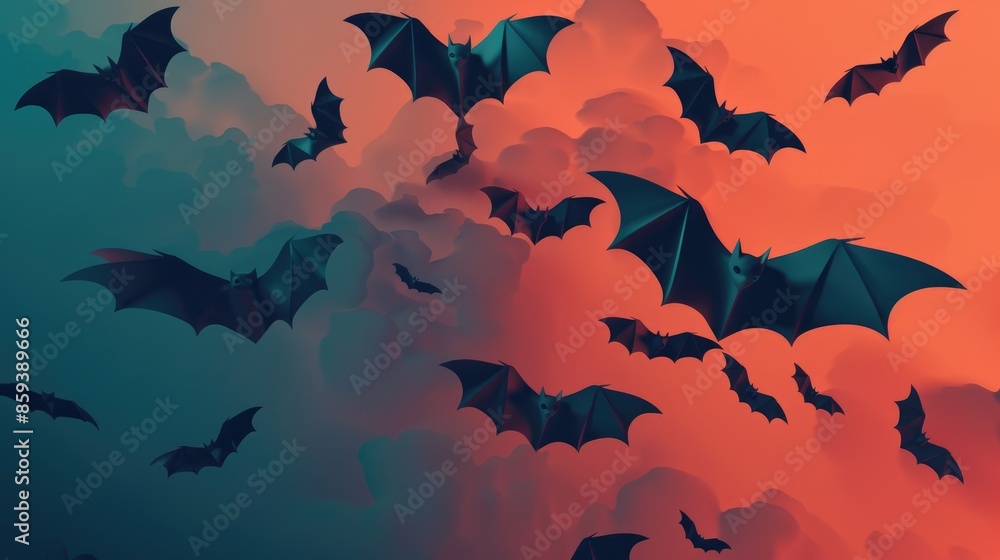 Halloween bat wallpaper flat design top view creepy theme 3D render Triadic Color Scheme Halloween bat wallpaper flat design top view creepy theme 3D render Triadic Color Scheme