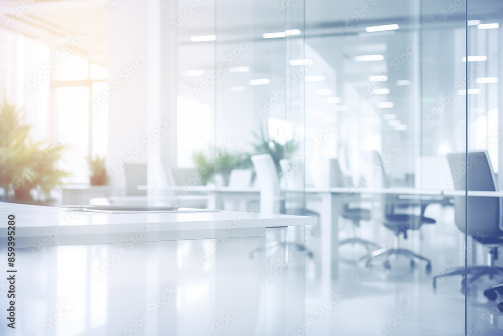 Empty office with desk and chairs. Generative AI Empty office with desk and chairs. Generative AI