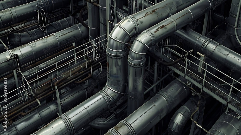 The images showcase the geometric allure of factory pipes their intricate patterns and interconnected pathways reflecting the harmonious precision of industrial processes The neutral c : Generative AI The images showcase the geometric allure of factory pipes their intricate patterns and interconnected pathways reflecting the harmonious precision of industrial processes The neutral c : Generative AI
