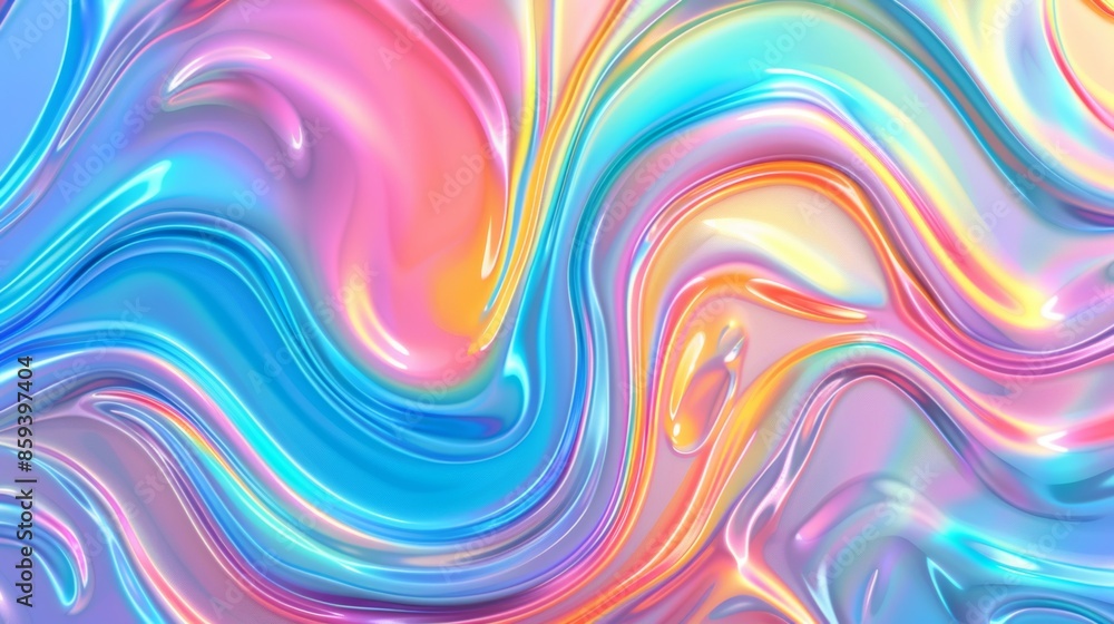 Vibrant holographic liquid swirl background in pastel colors Vibrant holographic liquid swirl background in pastel colors